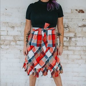 1970s women’s navy & plaid dress plus size L/XL